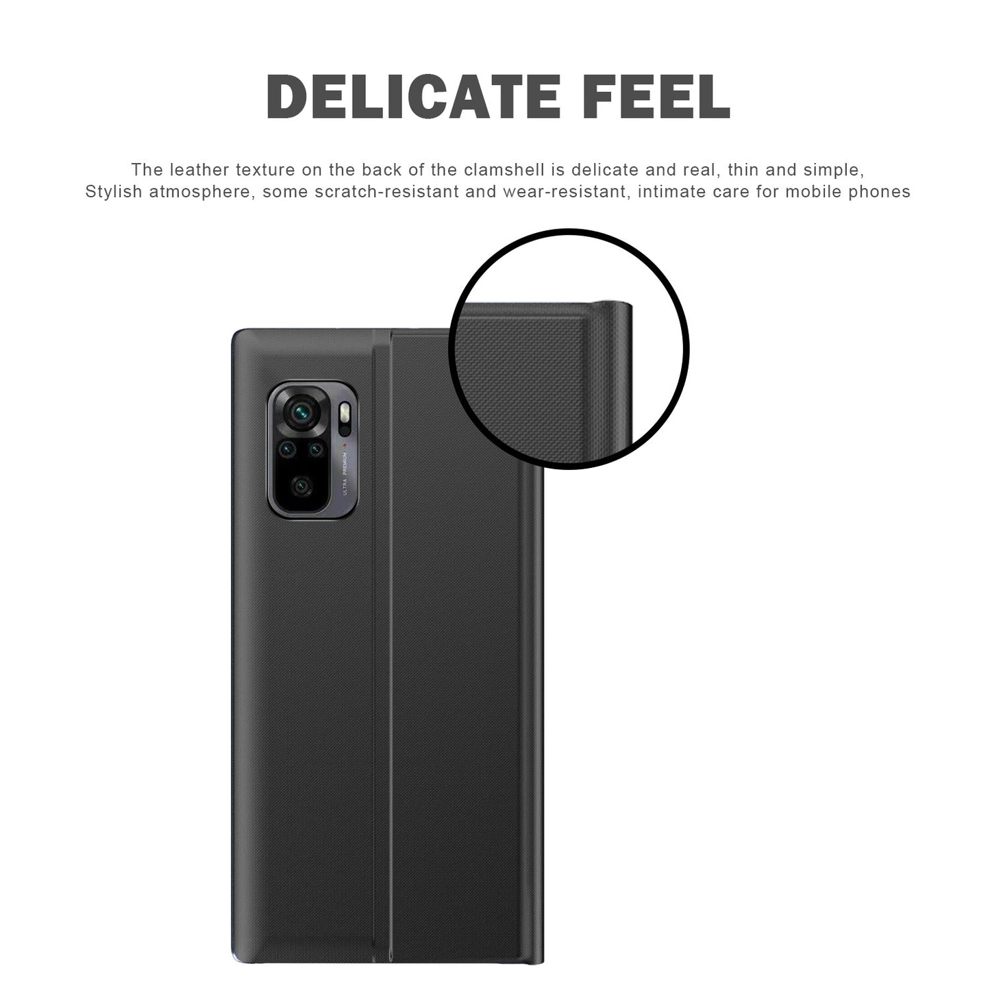 View Window Auto-absorbed Flip Leather Stand Protector Shell for Xiaomi Poco M5s 4G / Redmi Note 10 4G / Note 10S 4G