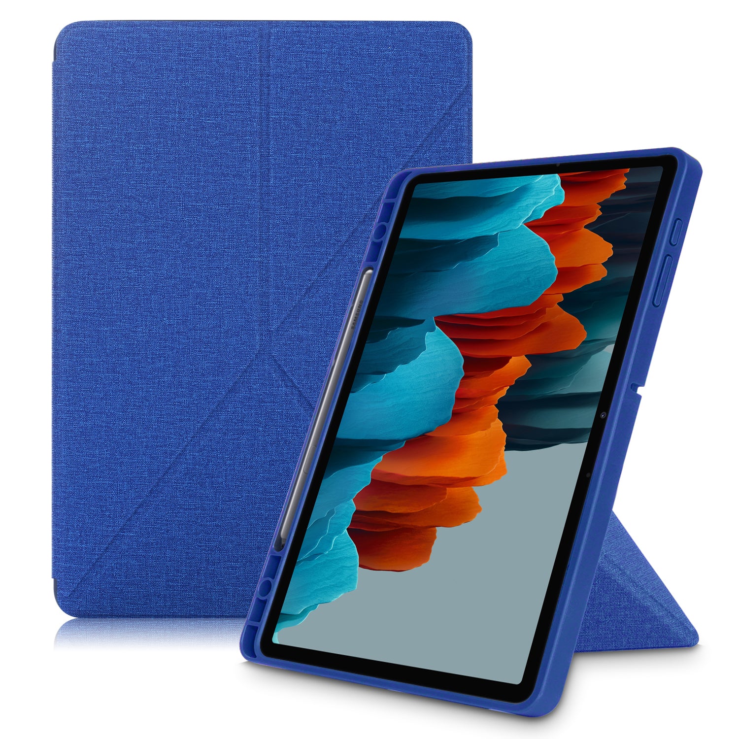 Origami Stand Wake Sleep Smart Leather Case with Pen Holder for Samsung Galaxy Tab S7 Plus T970 T975/Tab S8+