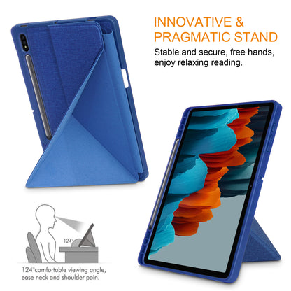 Origami Stand Wake Sleep Smart Leather Case with Pen Holder for Samsung Galaxy Tab S7 Plus T970 T975/Tab S8+