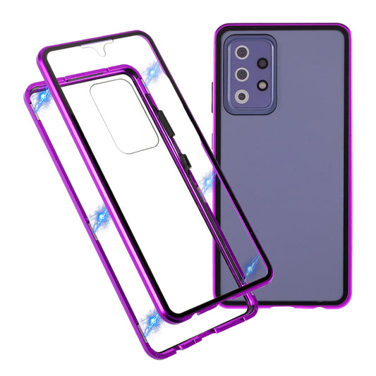 Magnetic Adsorption Metal Frame + Double-sided Ultra Clear Tempered Glass Full Coverage Phone Shell for Samsung Galaxy A52 4G/5G / A52s 5G