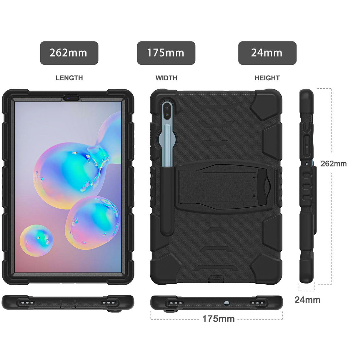 Impact Resistant PC + Soft Silicone Tablet Cover Case with Kickstand for Samsung Galaxy Tab S6 SM-T860 (Wi-Fi)/SM-T865 (LTE)/SM-T867