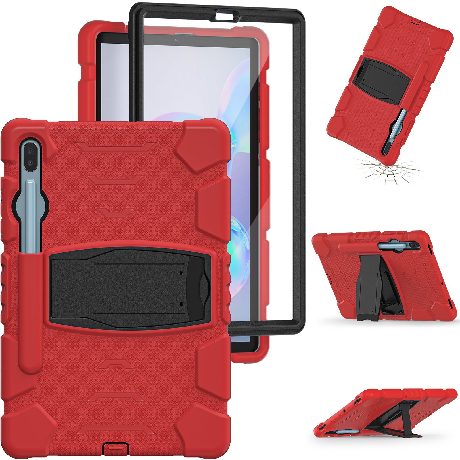 Impact Resistant PC + Soft Silicone Tablet Cover Case with Kickstand for Samsung Galaxy Tab S6 SM-T860 (Wi-Fi)/SM-T865 (LTE)/SM-T867