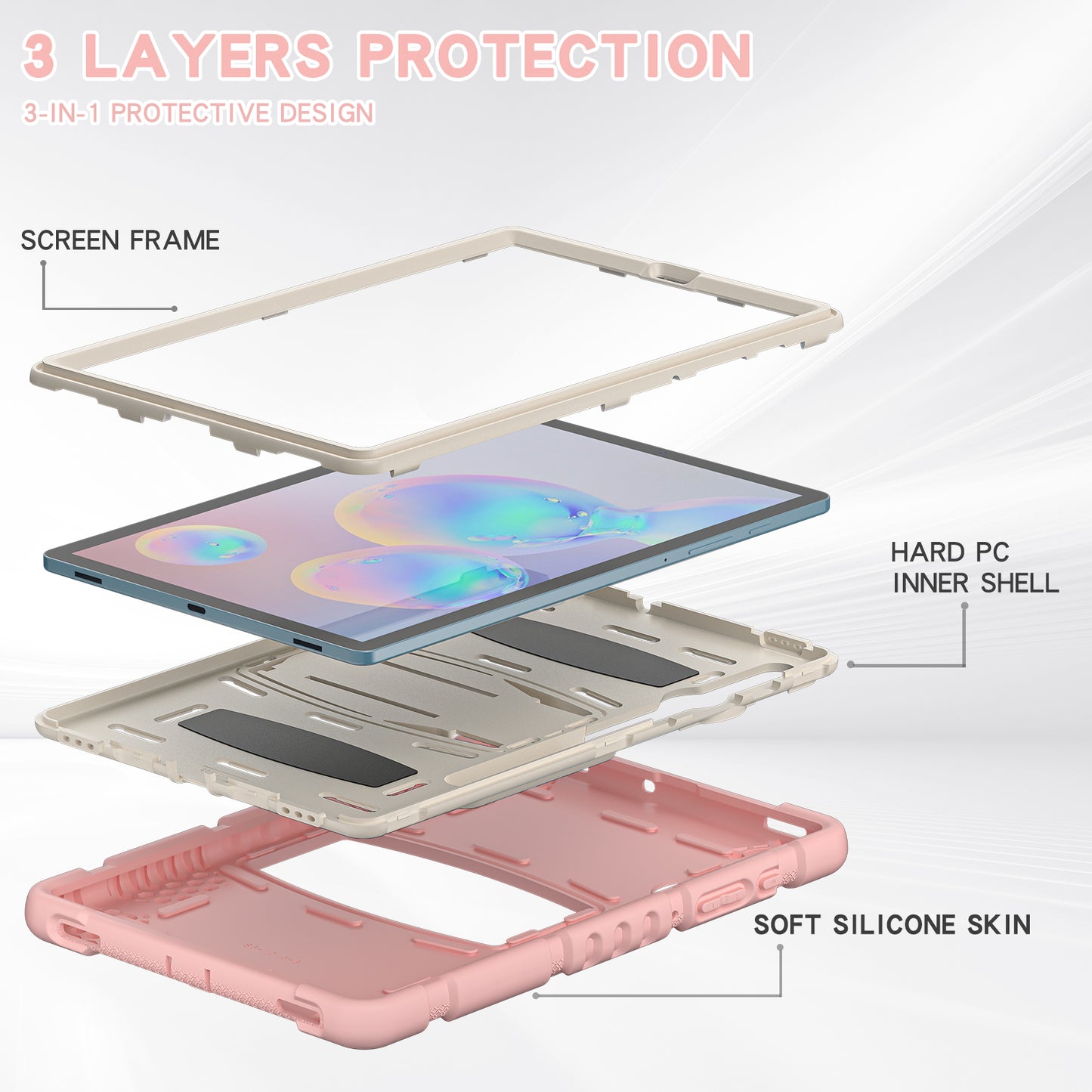 Impact Resistant PC + Soft Silicone Tablet Cover Case with Kickstand for Samsung Galaxy Tab S6 SM-T860 (Wi-Fi)/SM-T865 (LTE)/SM-T867