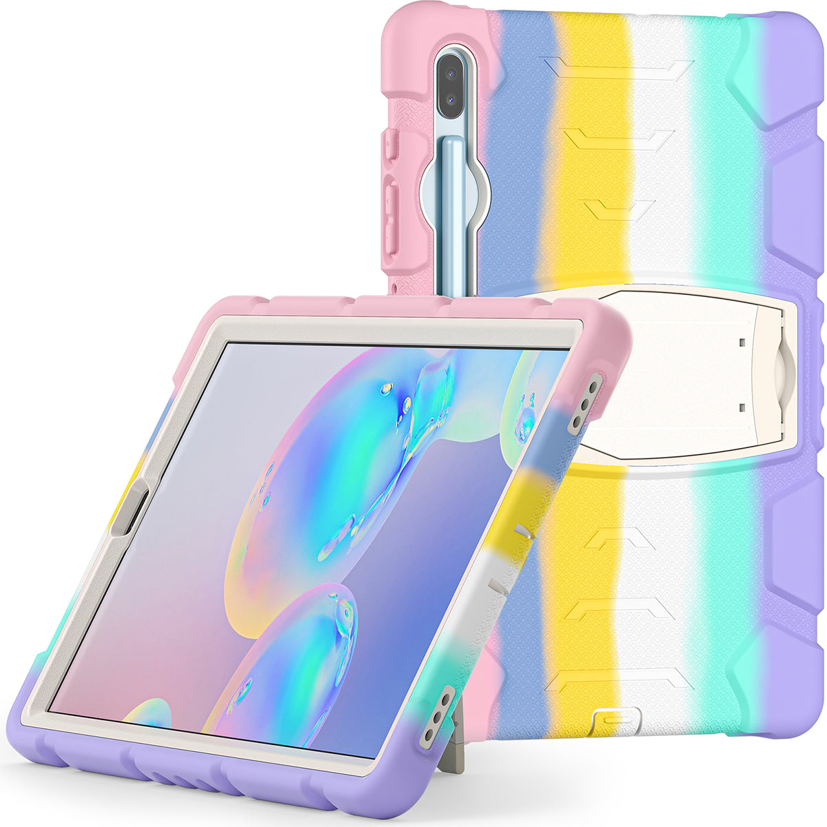 Impact Resistant PC + Soft Silicone Tablet Cover Case with Kickstand for Samsung Galaxy Tab S6 SM-T860 (Wi-Fi)/SM-T865 (LTE)/SM-T867