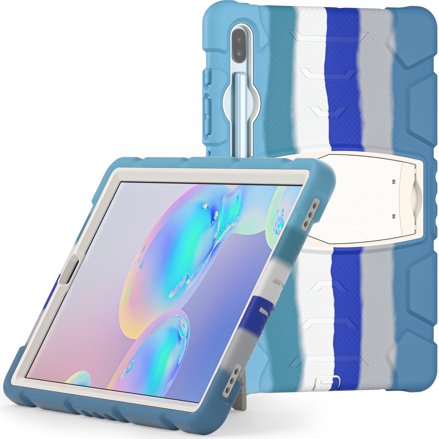 Impact Resistant PC + Soft Silicone Tablet Cover Case with Kickstand for Samsung Galaxy Tab S6 SM-T860 (Wi-Fi)/SM-T865 (LTE)/SM-T867