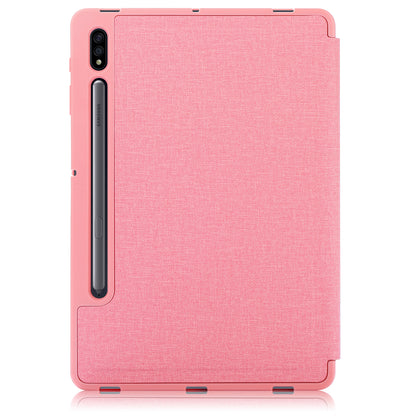 Origami Stand Design Plain Cloth Smart Tablet Case for Samsung Galaxy Tab S7 FE T736/Tab S7 Plus/Tab S8+