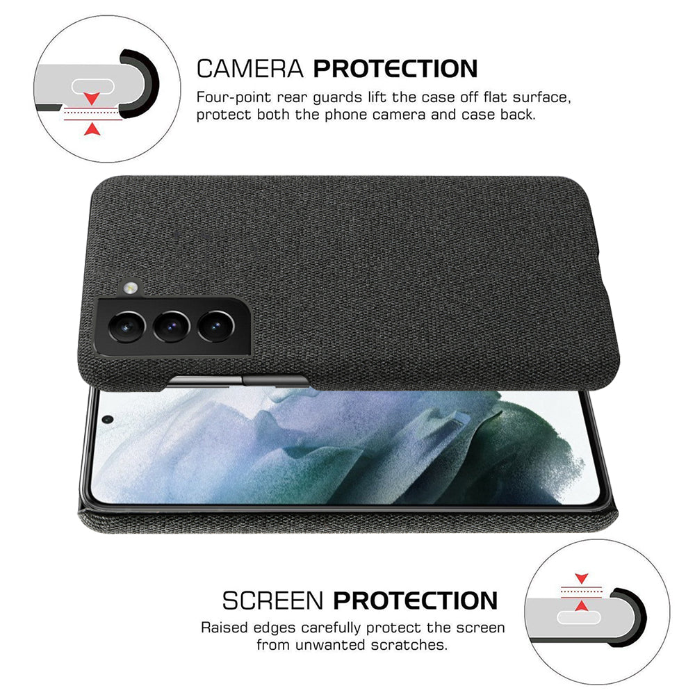 KSQ Well-Protected Hard Plastic Cover Coated with Cloth Back Case for Samsung Galaxy S21 FE