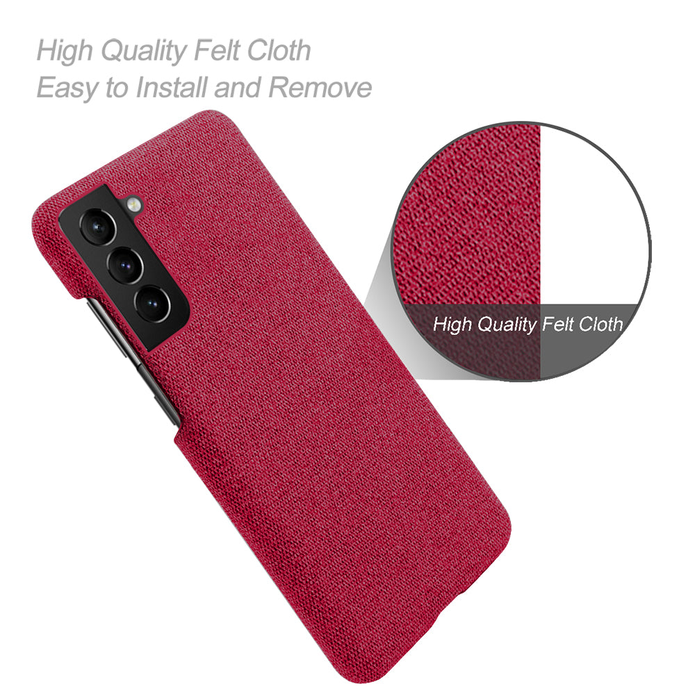 KSQ Well-Protected Hard Plastic Cover Coated with Cloth Back Case for Samsung Galaxy S21 FE