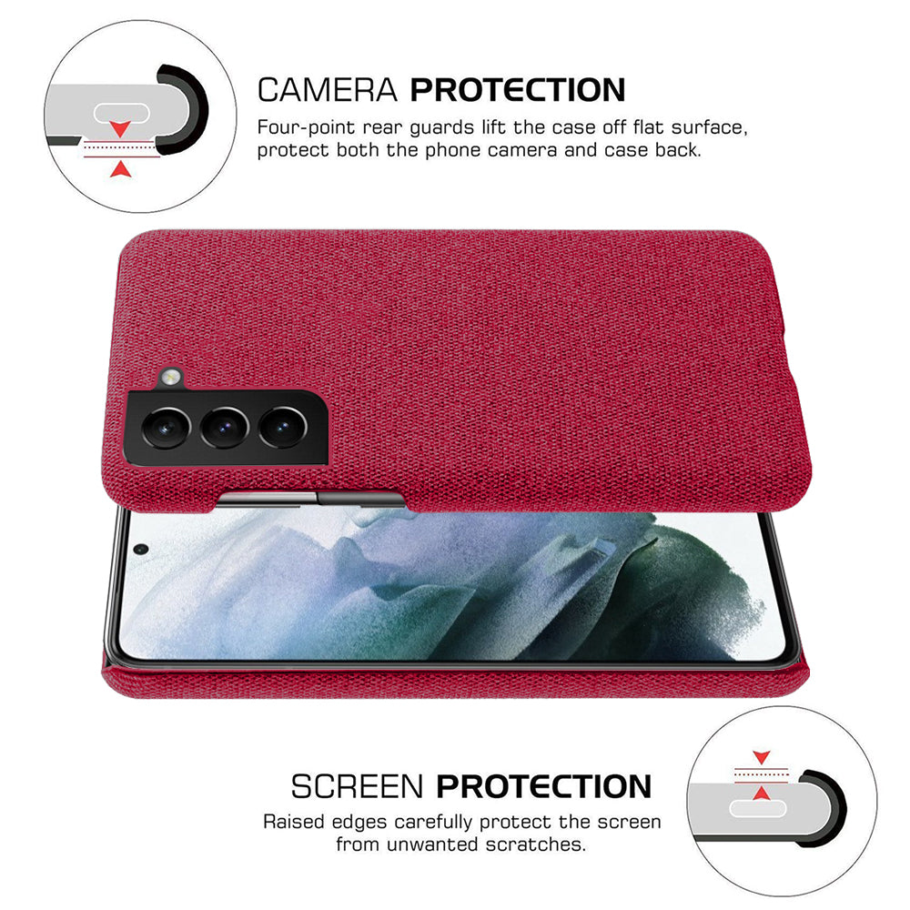 KSQ Well-Protected Hard Plastic Cover Coated with Cloth Back Case for Samsung Galaxy S21 FE