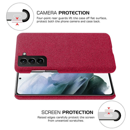 KSQ Well-Protected Hard Plastic Cover Coated with Cloth Back Case for Samsung Galaxy S21 FE