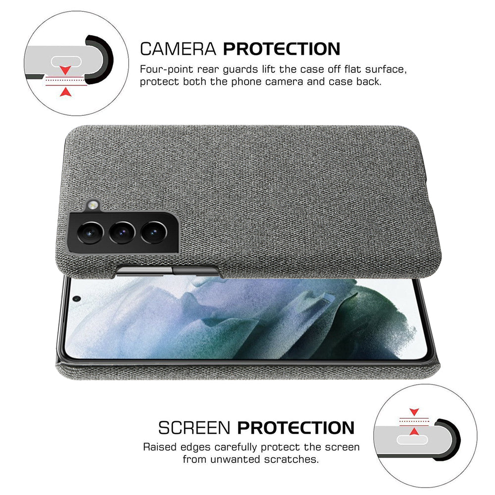 KSQ Well-Protected Hard Plastic Cover Coated with Cloth Back Case for Samsung Galaxy S21 FE