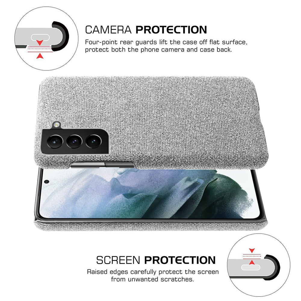 KSQ Well-Protected Hard Plastic Cover Coated with Cloth Back Case for Samsung Galaxy S21 FE