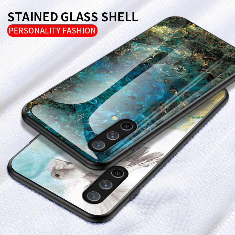 Drop-Proof Marbling Pattern Tempered Glass Cell Phone Cover for OnePlus Nord CE 5G