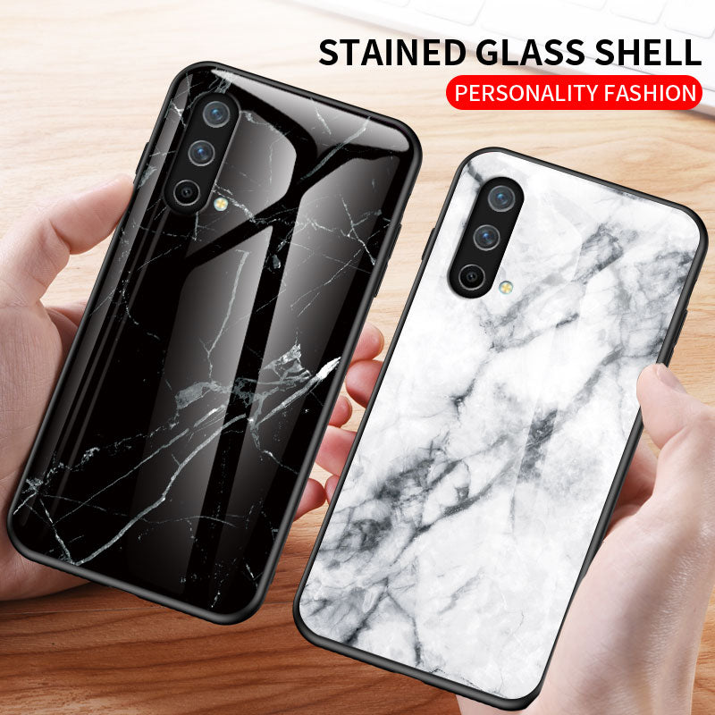 Drop-Proof Marbling Pattern Tempered Glass Cell Phone Cover for OnePlus Nord CE 5G