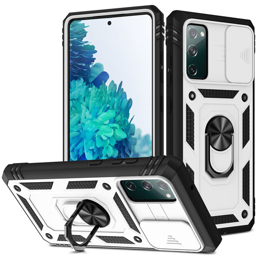 Camera Slider Design 3-in-1 TPU + PC + Metal Phone Cover Case for Samsung Galaxy S20 FE 2022/S20 FE 4G/S20 FE 5G/S20 Lite