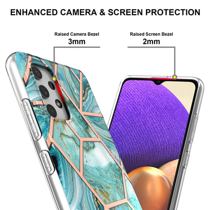 [Support Wireless Charging] Marble Pattern Printing IMD Electroplating Soft TPU Phone Case for Samsung Galaxy A32 4G (EU Version)