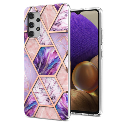 [Support Wireless Charging] Marble Pattern Printing IMD Electroplating Soft TPU Phone Case for Samsung Galaxy A32 4G (EU Version)