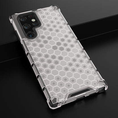 Honeycomb Pattern TPU + PC Hybrid Phone Cover Shock-proof Protective Case for Samsung Galaxy S22 Ultra 5G