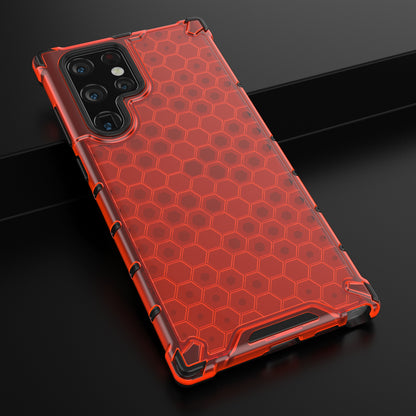 Honeycomb Pattern TPU + PC Hybrid Phone Cover Shock-proof Protective Case for Samsung Galaxy S22 Ultra 5G