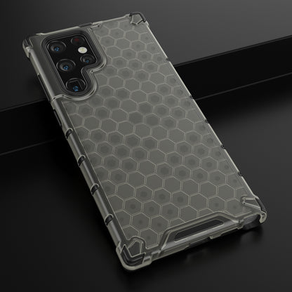 Honeycomb Pattern TPU + PC Hybrid Phone Cover Shock-proof Protective Case for Samsung Galaxy S22 Ultra 5G