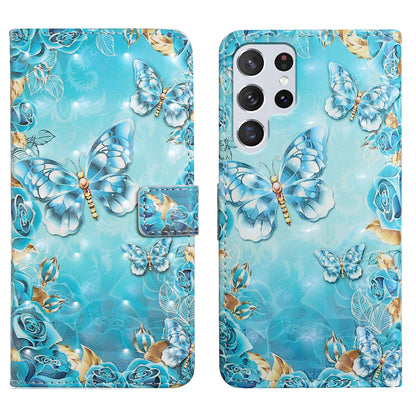 Pattern Printing Light Spot Decor Leather Cover Stand Wallet Protective Phone Case for Samsung Galaxy S22 Ultra 5G