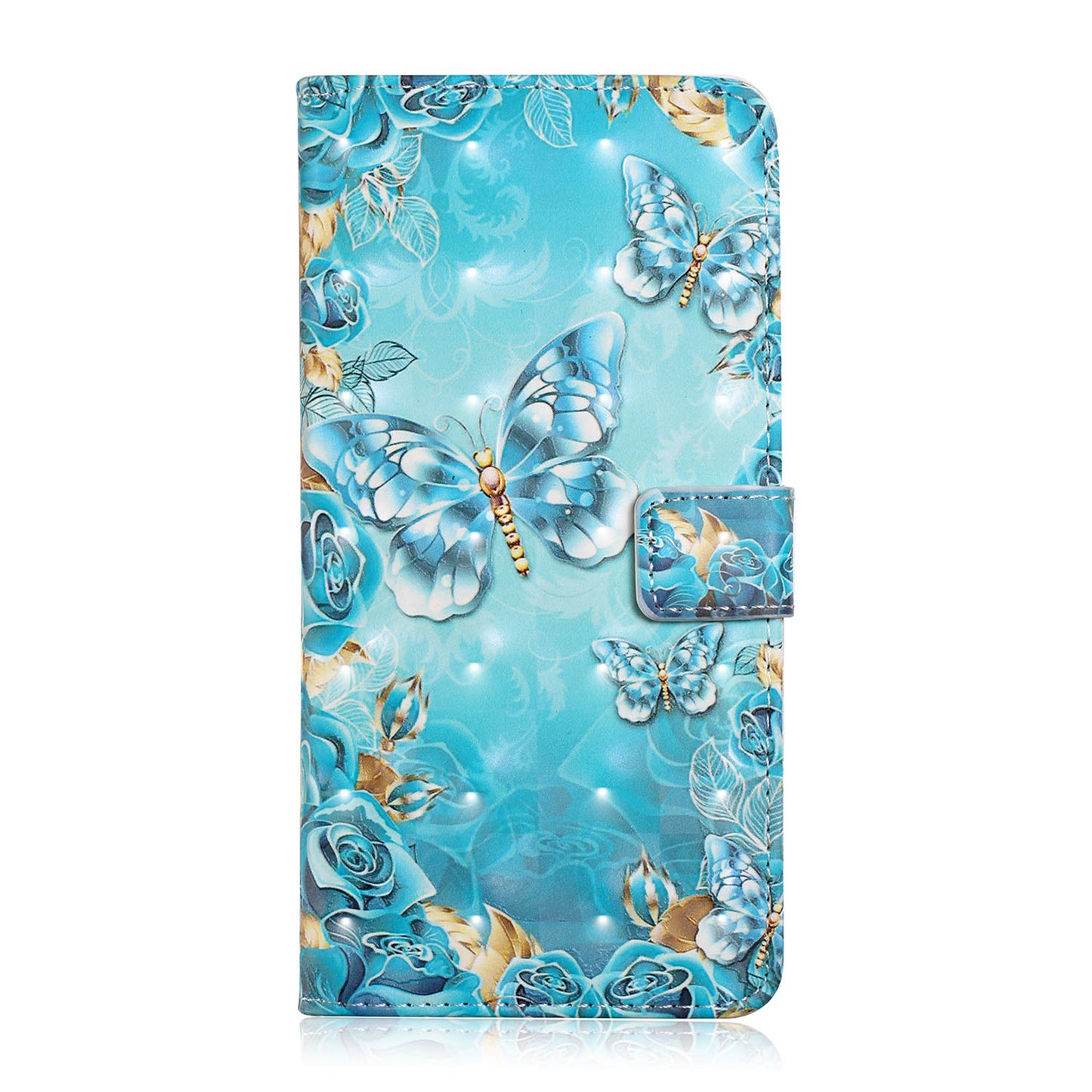 Pattern Printing Light Spot Decor Leather Cover Stand Wallet Protective Phone Case for Samsung Galaxy S22 Ultra 5G