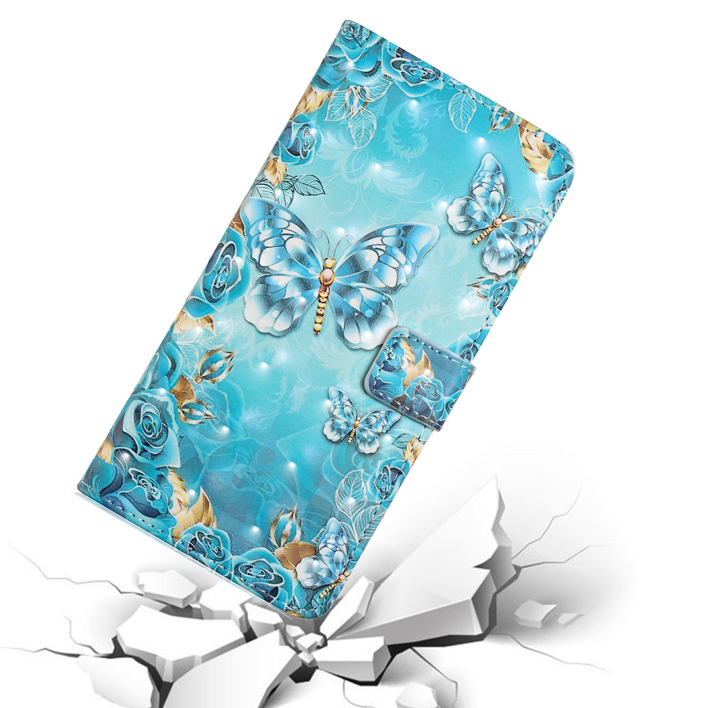 Pattern Printing Light Spot Decor Leather Cover Stand Wallet Protective Phone Case for Samsung Galaxy S22 Ultra 5G