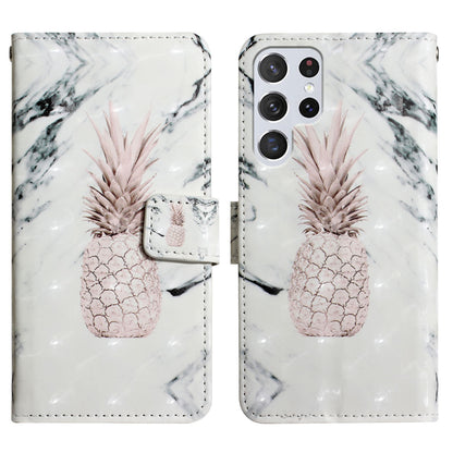 Pattern Printing Light Spot Decor Leather Cover Stand Wallet Protective Phone Case for Samsung Galaxy S22 Ultra 5G