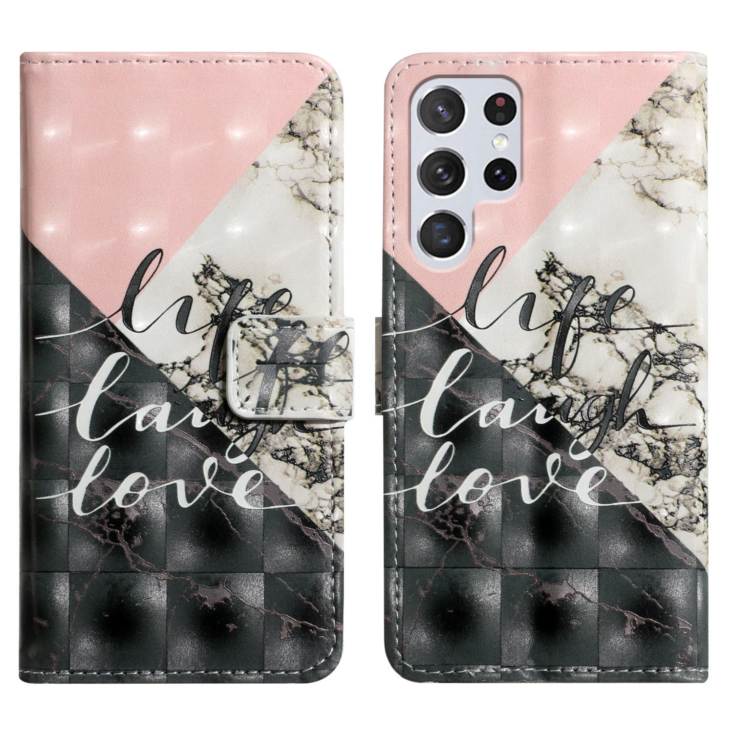 Pattern Printing Light Spot Decor Leather Cover Stand Wallet Protective Phone Case for Samsung Galaxy S22 Ultra 5G