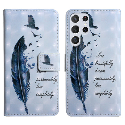 Pattern Printing Light Spot Decor Leather Cover Stand Wallet Protective Phone Case for Samsung Galaxy S22 Ultra 5G