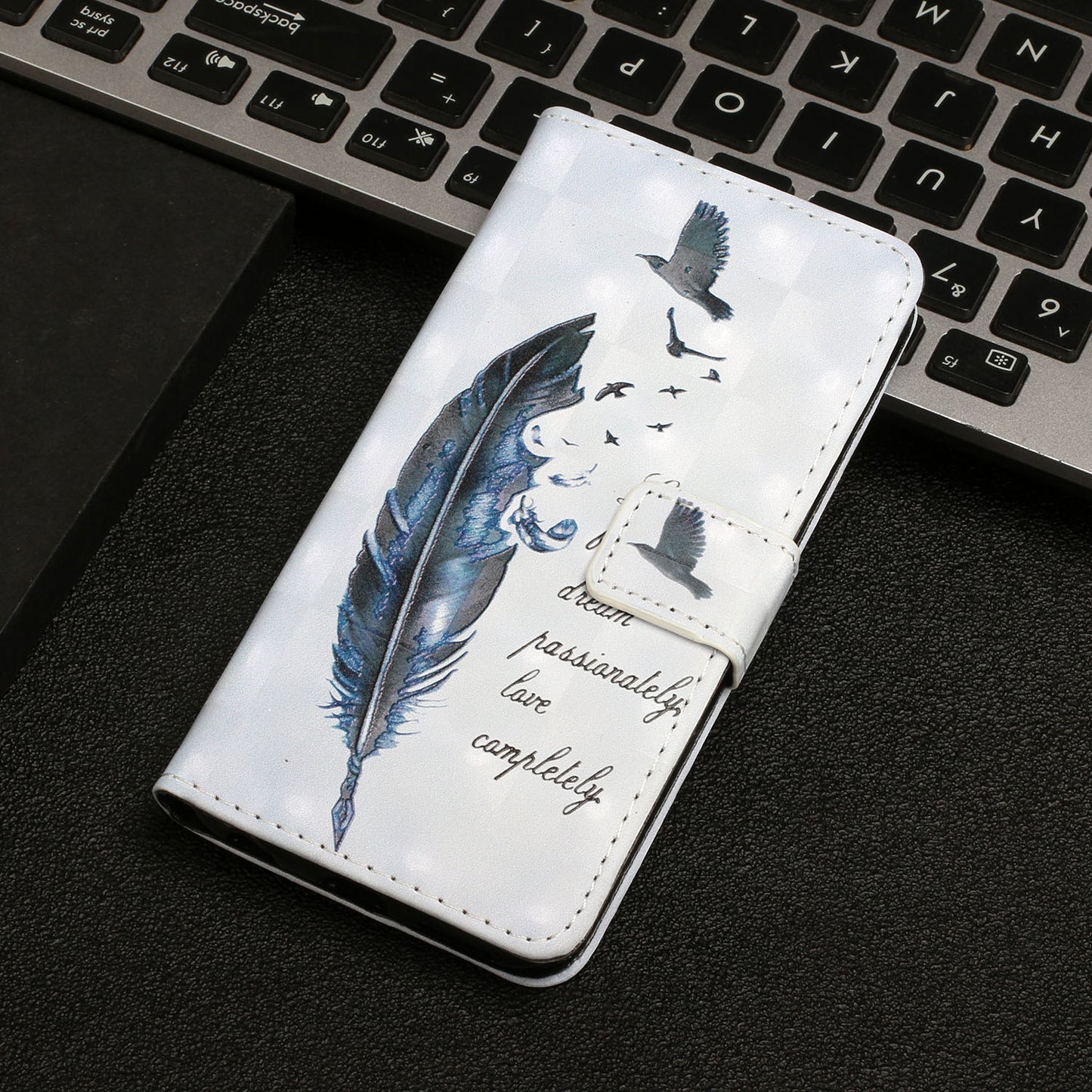 Pattern Printing Light Spot Decor Leather Cover Stand Wallet Protective Phone Case for Samsung Galaxy S22 Ultra 5G