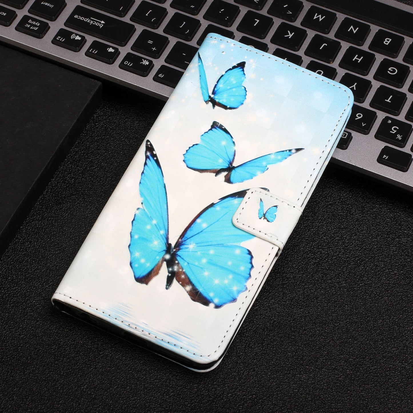 Pattern Printing Light Spot Decor Leather Cover Stand Wallet Protective Phone Case for Samsung Galaxy S22 Ultra 5G