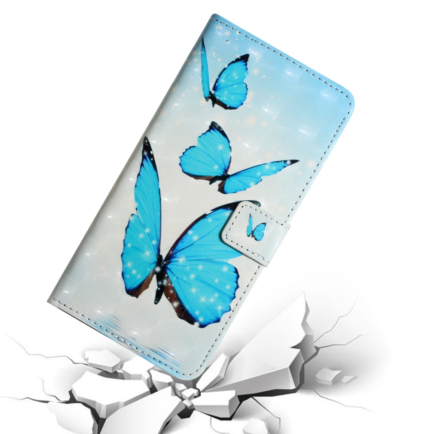 Pattern Printing Light Spot Decor Leather Cover Stand Wallet Protective Phone Case for Samsung Galaxy S22 Ultra 5G