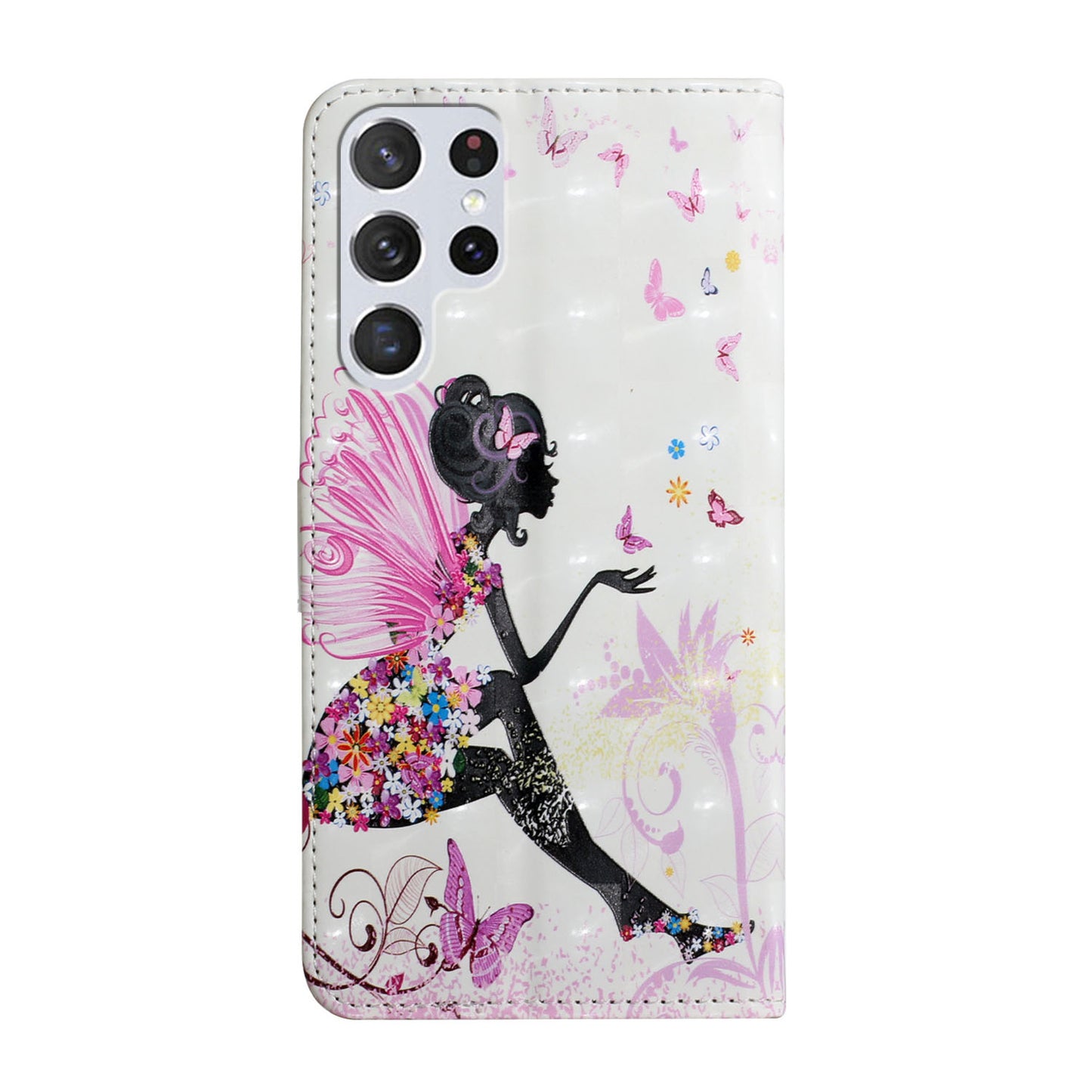 Pattern Printing Light Spot Decor Leather Cover Stand Wallet Protective Phone Case for Samsung Galaxy S22 Ultra 5G