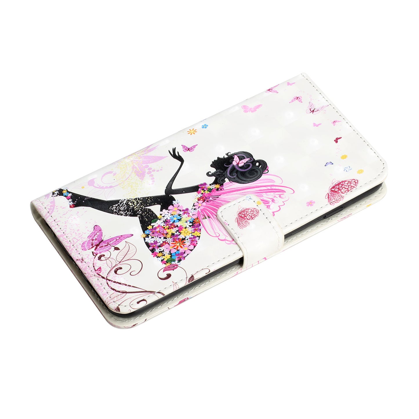 Pattern Printing Light Spot Decor Leather Cover Stand Wallet Protective Phone Case for Samsung Galaxy S22 Ultra 5G