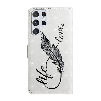 Pattern Printing Light Spot Decor Leather Cover Stand Wallet Protective Phone Case for Samsung Galaxy S22 Ultra 5G