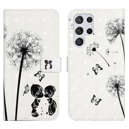 Pattern Printing Light Spot Decor Leather Cover Stand Wallet Protective Phone Case for Samsung Galaxy S22 Ultra 5G