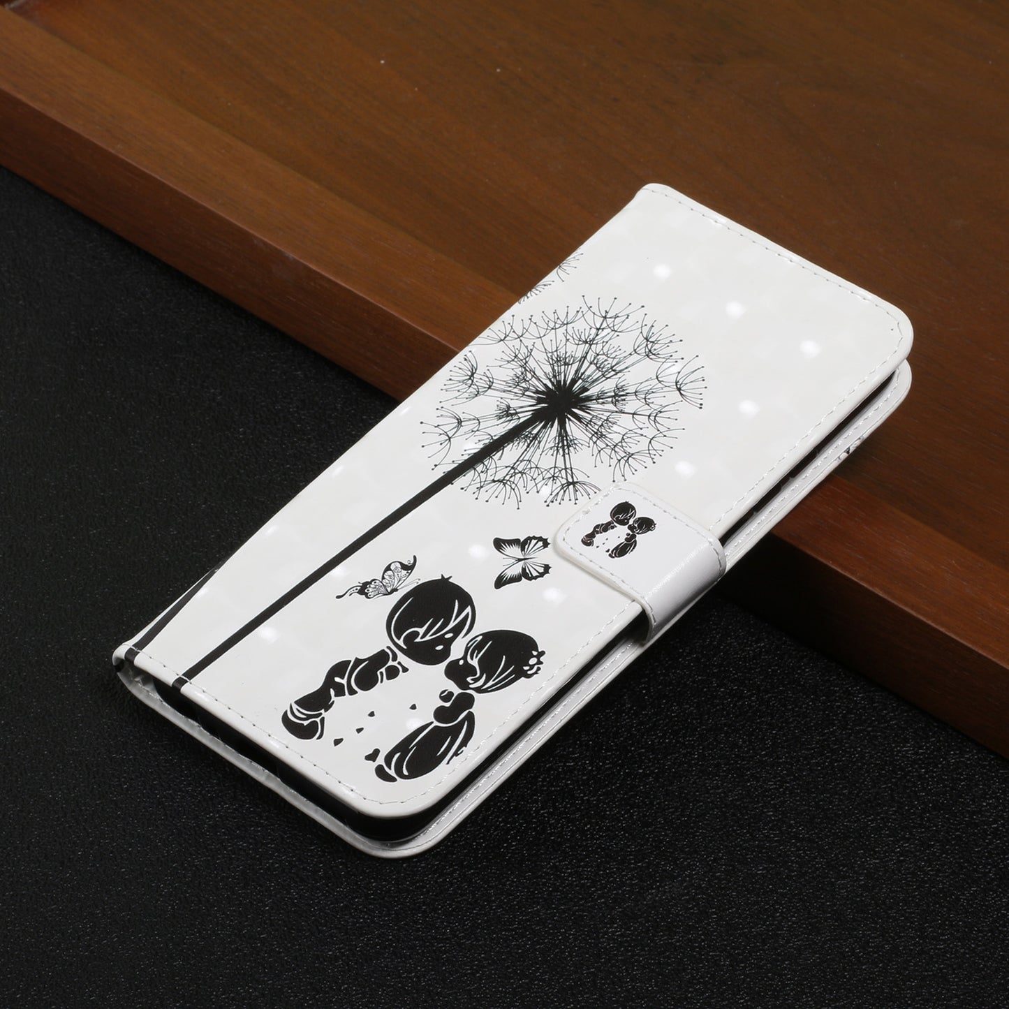 Pattern Printing Light Spot Decor Leather Cover Stand Wallet Protective Phone Case for Samsung Galaxy S22 Ultra 5G