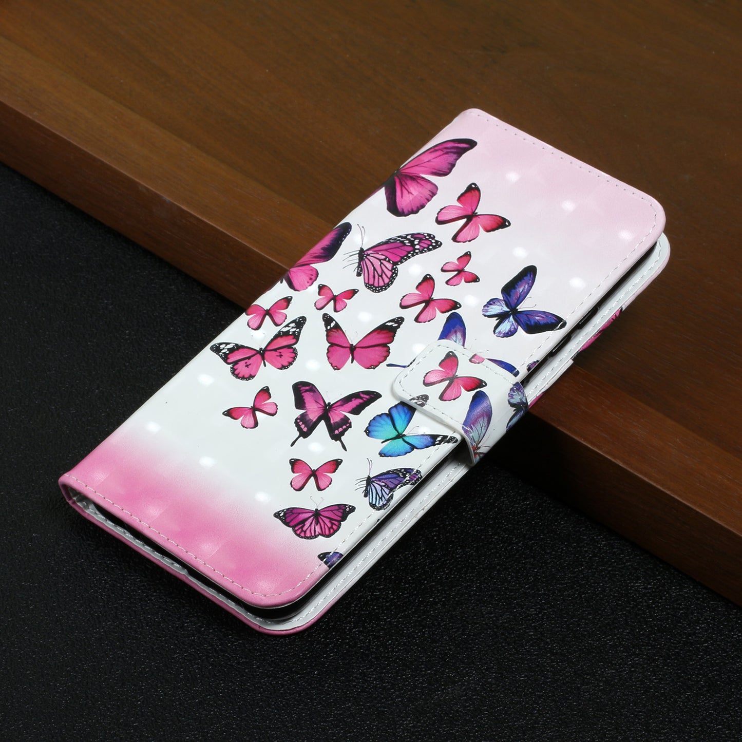 Pattern Printing Light Spot Decor Leather Cover Stand Wallet Protective Phone Case for Samsung Galaxy S22 Ultra 5G