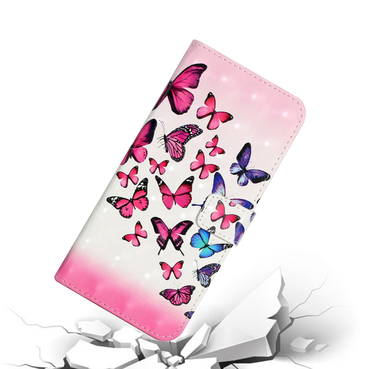 Pattern Printing Light Spot Decor Leather Cover Stand Wallet Protective Phone Case for Samsung Galaxy S22 Ultra 5G