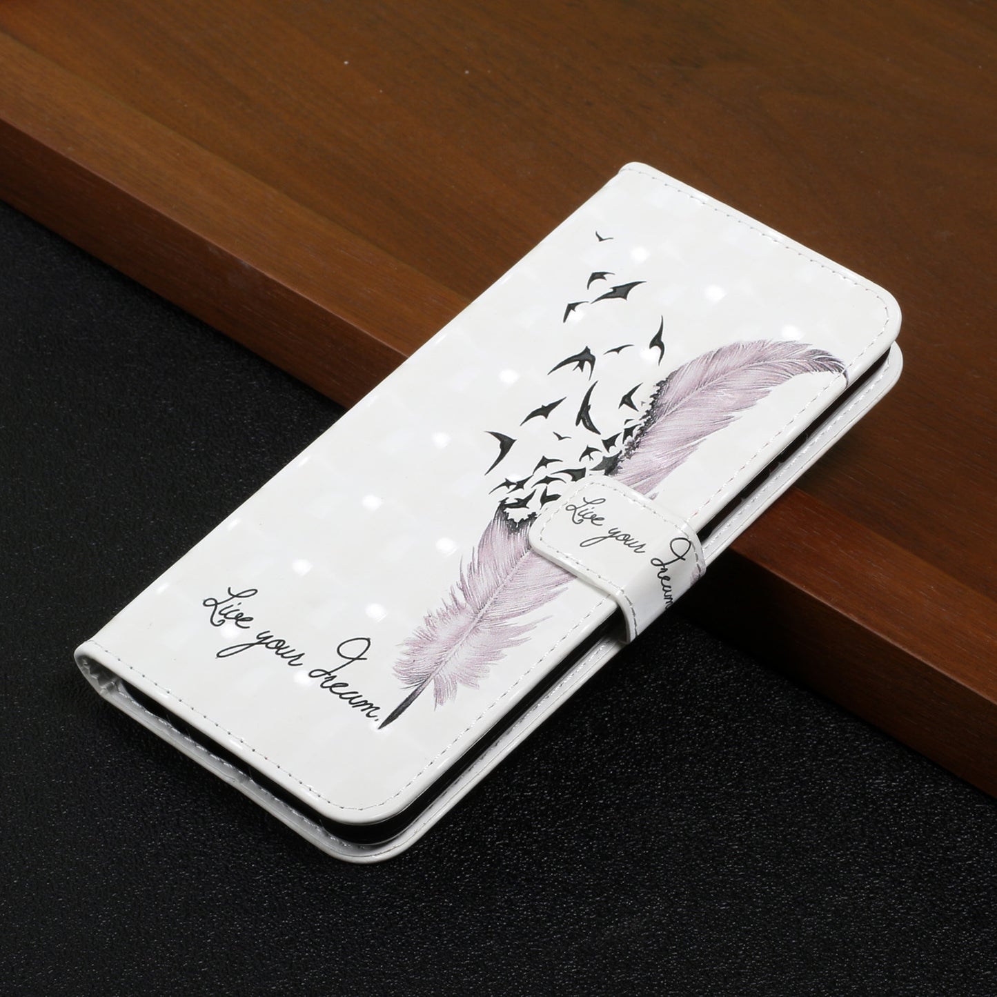 Pattern Printing Light Spot Decor Leather Cover Stand Wallet Protective Phone Case for Samsung Galaxy S22 Ultra 5G