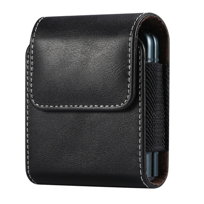 Microfiber Leather Vertical Flip Case Cell Phone Holster Belt Waist Bag for Samsung Galaxy Z Flip / Galaxy Z Flip3 5G / Motorola Razr 5G