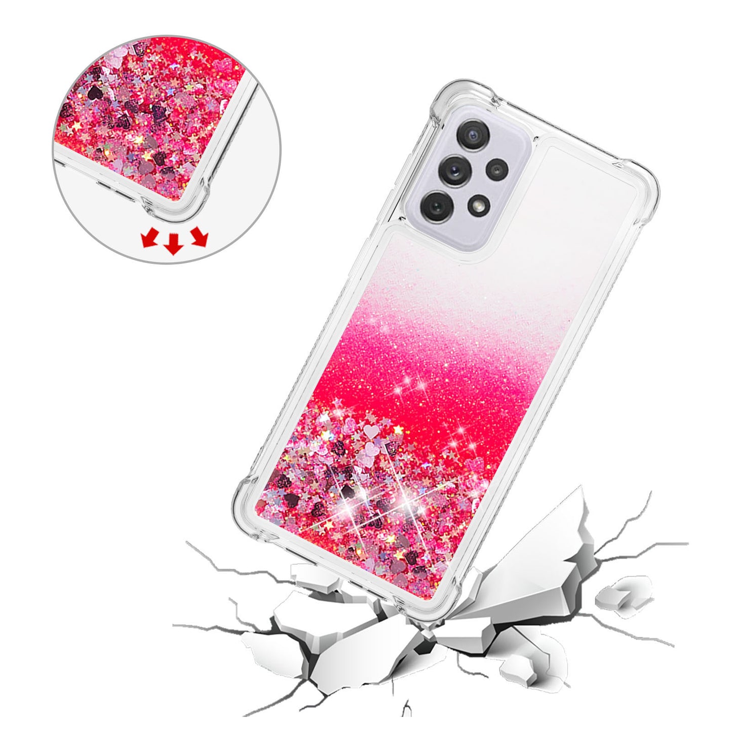 LE1 Series Glitter Case for Samsung Galaxy A73 5G, Sparkle Quicksand Floating Liquid Soft TPU Protective Phone Case