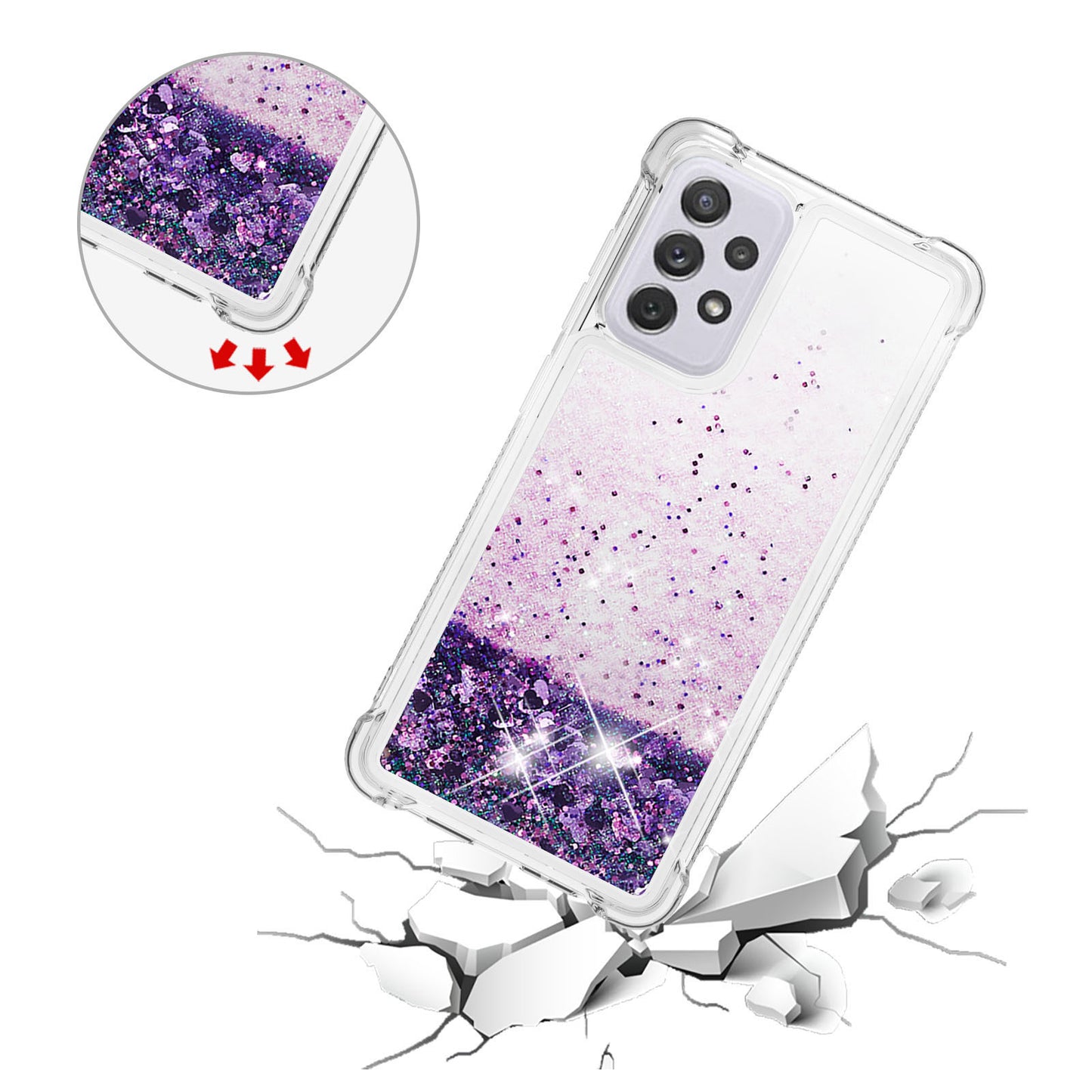 LE1 Series Glitter Case for Samsung Galaxy A73 5G, Sparkle Quicksand Floating Liquid Soft TPU Protective Phone Case