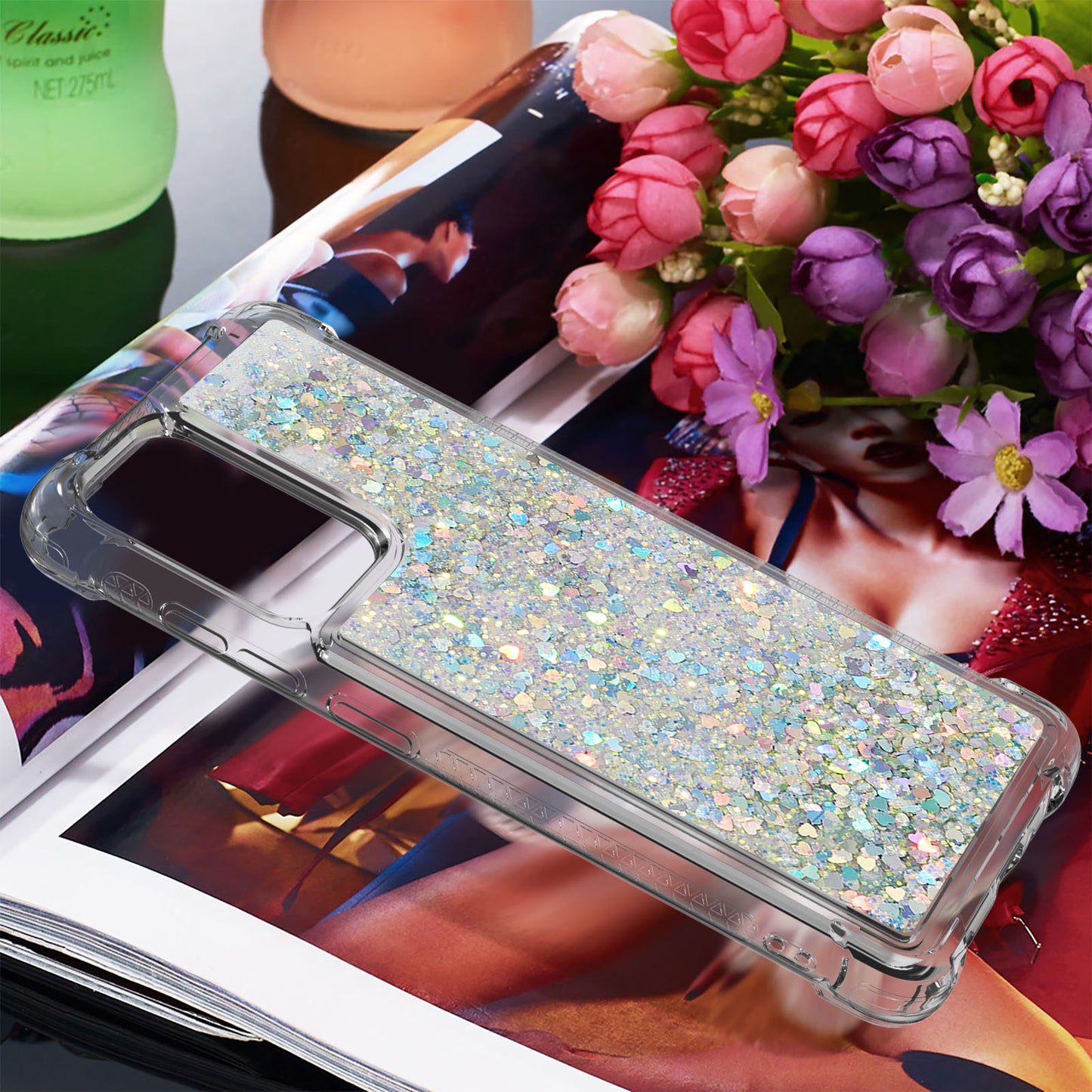 LE1 Series Glitter Case for Samsung Galaxy A73 5G, Sparkle Quicksand Floating Liquid Soft TPU Protective Phone Case