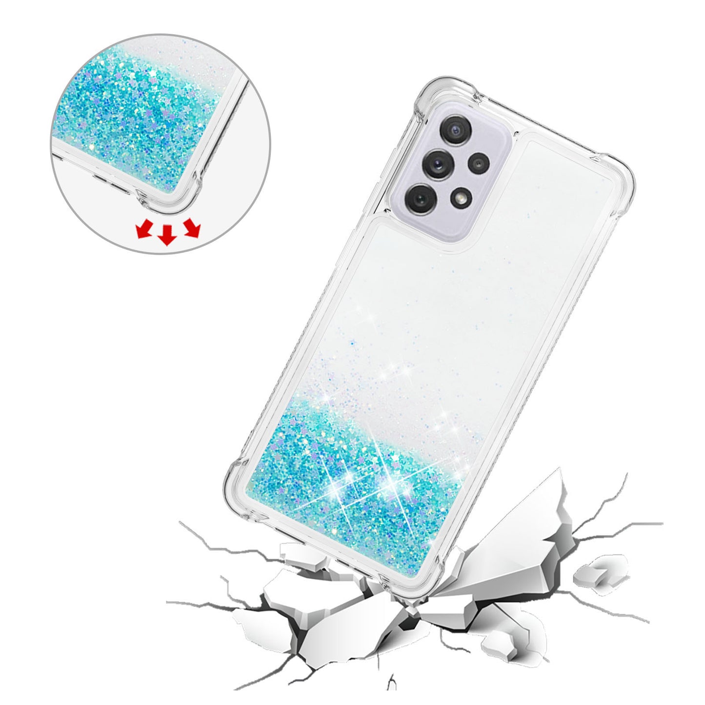 LE1 Series Glitter Case for Samsung Galaxy A73 5G, Sparkle Quicksand Floating Liquid Soft TPU Protective Phone Case