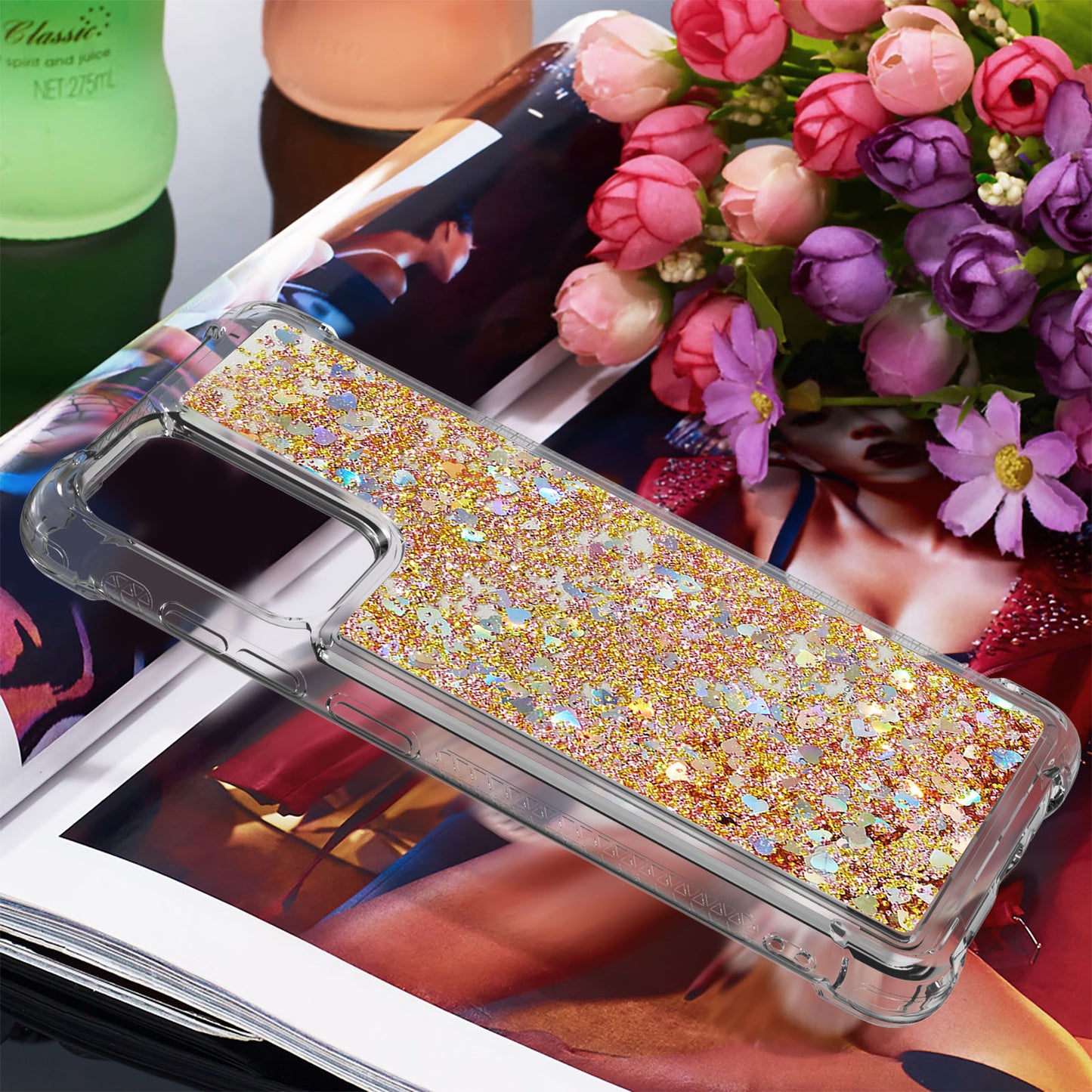 LE1 Series Glitter Case for Samsung Galaxy A73 5G, Sparkle Quicksand Floating Liquid Soft TPU Protective Phone Case