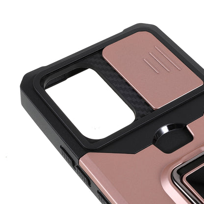 For Samsung Galaxy A33 5G Camera Slider PC + TPU Phone Case Shockproof Card Slot + Kickstand Design Mobile Phone Cover