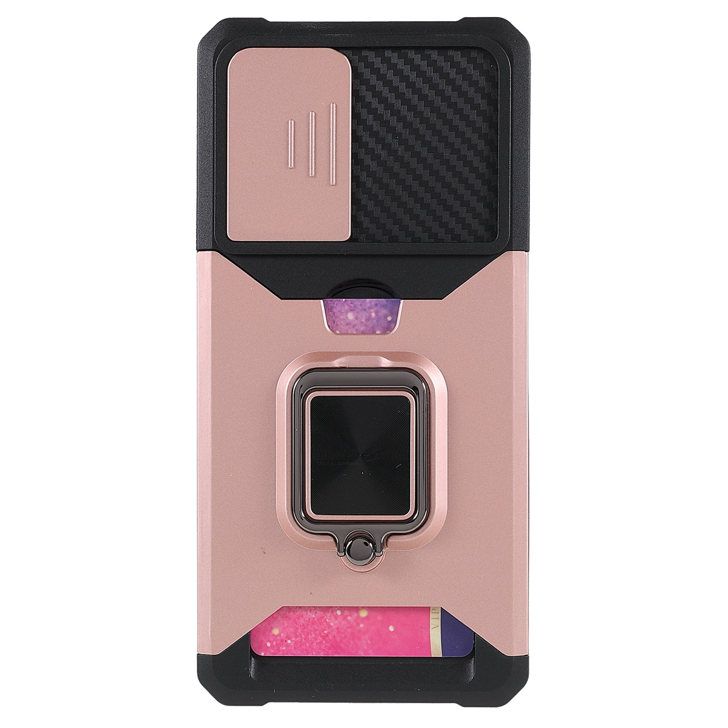 For Samsung Galaxy A33 5G Camera Slider PC + TPU Phone Case Shockproof Card Slot + Kickstand Design Mobile Phone Cover