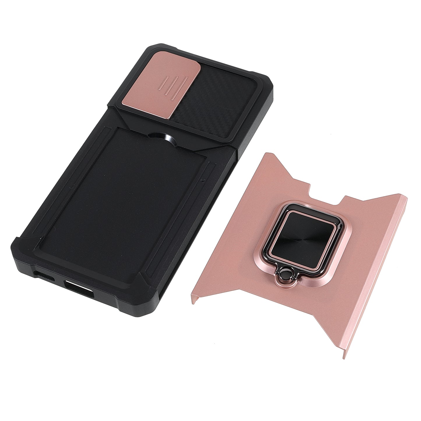 For Samsung Galaxy A33 5G Camera Slider PC + TPU Phone Case Shockproof Card Slot + Kickstand Design Mobile Phone Cover